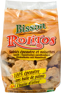 Печенье песочное био Rolitos Спельта с орехами, без сахара, на оливковом масле