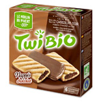 Бисквиты TwiBio Chocolat Noir с начинкой из черного шоколада, покрытые молочным шоколадом, 150г